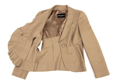 EMPORIO ARMANI Wool Nylon Ruffle Hem Jacket Brown Size 36
