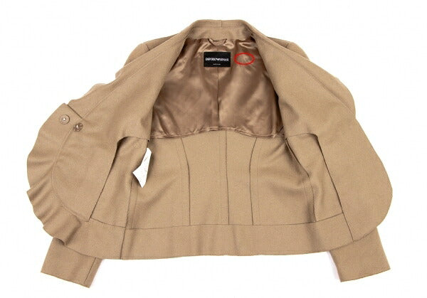 EMPORIO ARMANI Wool Nylon Ruffle Hem Jacket Brown Size 36