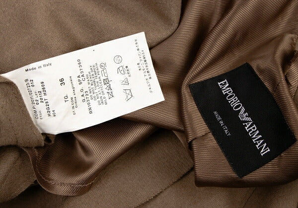 EMPORIO ARMANI Wool Nylon Ruffle Hem Jacket Brown Size 36
