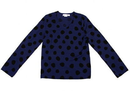COMME des GARCONS Wool Dot Print Sweater Blue Black Size M