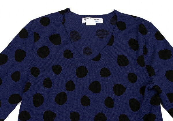 COMME des GARCONS Wool Dot Print Sweater Blue Black Size M