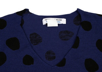 COMME des GARCONS Wool Dot Print Sweater Blue Black Size M