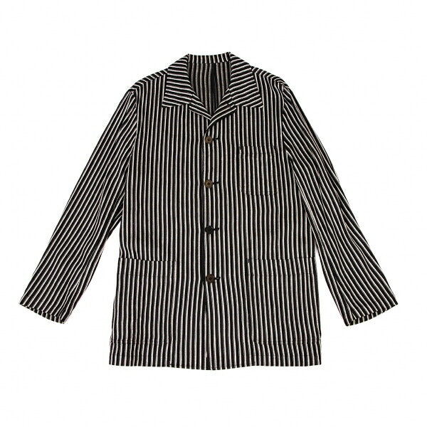 KENZO Linen Blend Stripe Woven Shirt Jacket Black Size 3