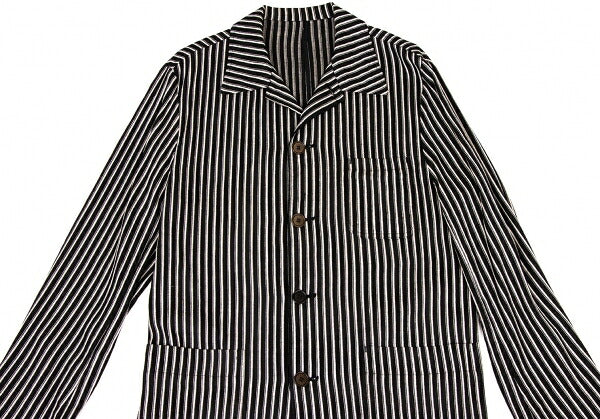 KENZO Linen Blend Stripe Woven Shirt Jacket Black Size 3