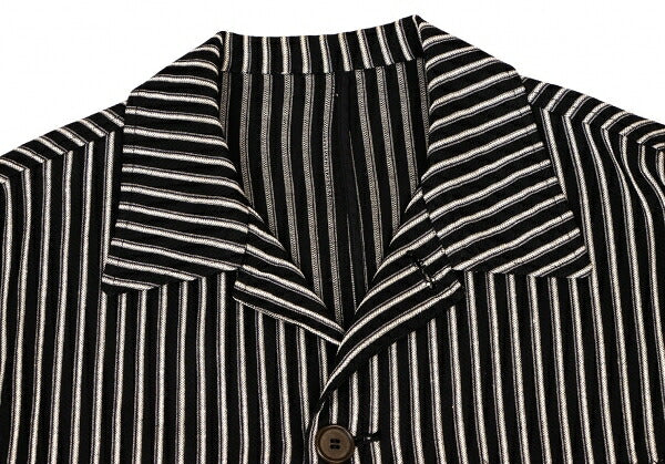 KENZO Linen Blend Stripe Woven Shirt Jacket Black Size 3