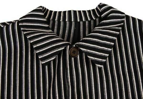 KENZO Linen Blend Stripe Woven Shirt Jacket Black Size 3