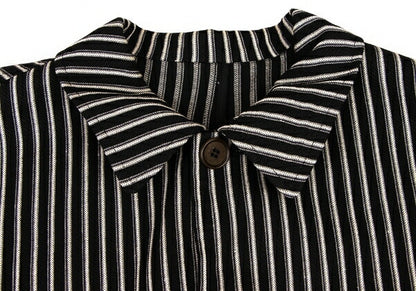 KENZO Linen Blend Stripe Woven Shirt Jacket Black Size 3