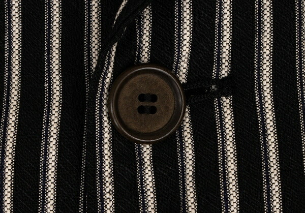 KENZO Linen Blend Stripe Woven Shirt Jacket Black Size 3