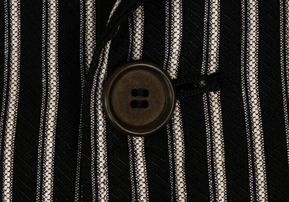 KENZO Linen Blend Stripe Woven Shirt Jacket Black Size 3