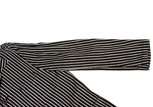 KENZO Linen Blend Stripe Woven Shirt Jacket Black Size 3