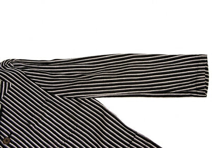 KENZO Linen Blend Stripe Woven Shirt Jacket Black Size 3