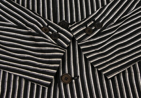 KENZO Linen Blend Stripe Woven Shirt Jacket Black Size 3