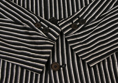 KENZO Linen Blend Stripe Woven Shirt Jacket Black Size 3
