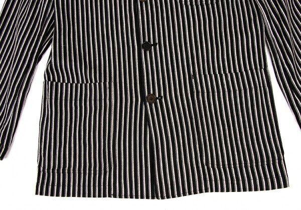 KENZO Linen Blend Stripe Woven Shirt Jacket Black Size 3