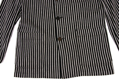 KENZO Linen Blend Stripe Woven Shirt Jacket Black Size 3