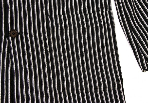 KENZO Linen Blend Stripe Woven Shirt Jacket Black Size 3