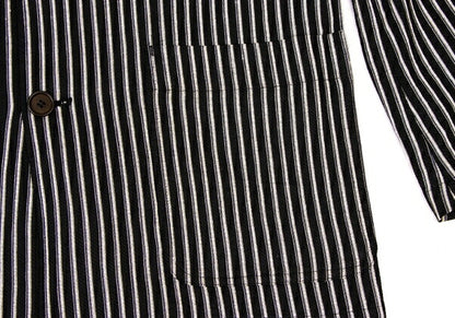 KENZO Linen Blend Stripe Woven Shirt Jacket Black Size 3