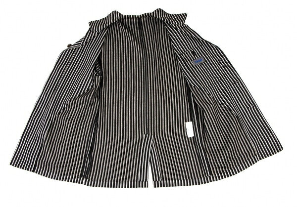 KENZO Linen Blend Stripe Woven Shirt Jacket Black Size 3