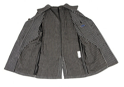 KENZO Linen Blend Stripe Woven Shirt Jacket Black Size 3
