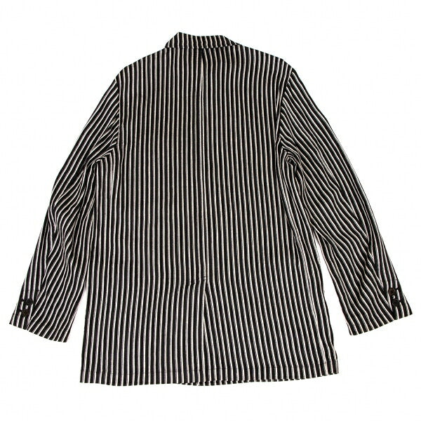 KENZO Linen Blend Stripe Woven Shirt Jacket Black Size 3