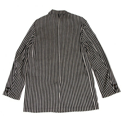 KENZO Linen Blend Stripe Woven Shirt Jacket Black Size 3