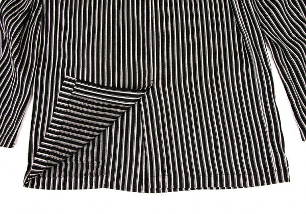 KENZO Linen Blend Stripe Woven Shirt Jacket Black Size 3