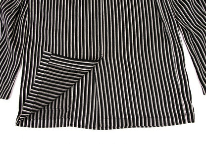 KENZO Linen Blend Stripe Woven Shirt Jacket Black Size 3