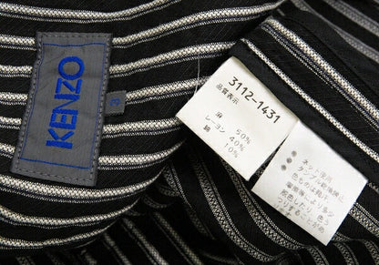 KENZO Linen Blend Stripe Woven Shirt Jacket Black Size 3