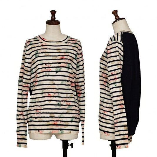 COMME des GARCONS Striped Floral Sweater White Size M