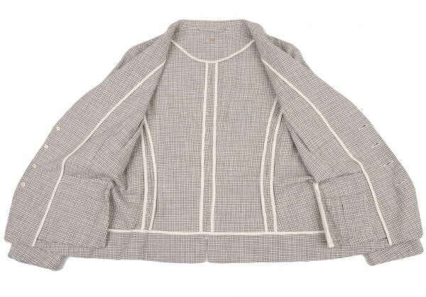 45rpm 45R Cotton Stand Collar Check Jacket White Size 2