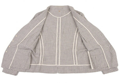 45rpm 45R Cotton Stand Collar Check Jacket White Size 2