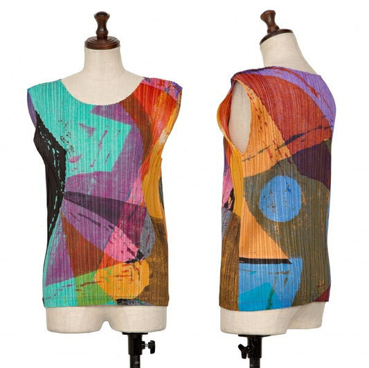 PLEATS PLEASE 20AW Graphic Print Tank Top Multi Size 3