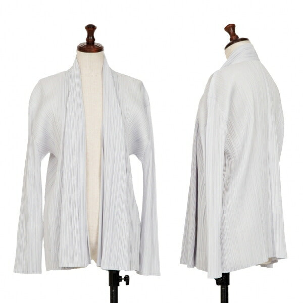 PLEATS PLEASE Pleated Shawl Collar Cardigan Gray Size 3