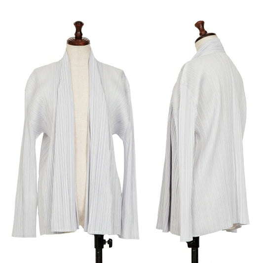 PLEATS PLEASE Pleated Shawl Collar Cardigan Gray Size 3