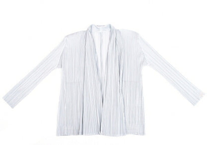 PLEATS PLEASE Pleated Shawl Collar Cardigan Gray Size 3