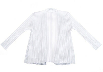 PLEATS PLEASE Pleated Shawl Collar Cardigan Gray Size 3