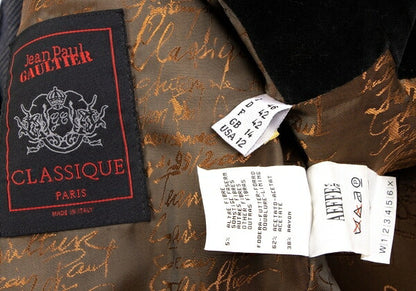 Jean Paul GAULTIER CLASSIQUE Velour Long Jacket Size 42