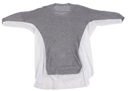 Y's Linen Blend Material Panel Long Sweater Gray Size 2