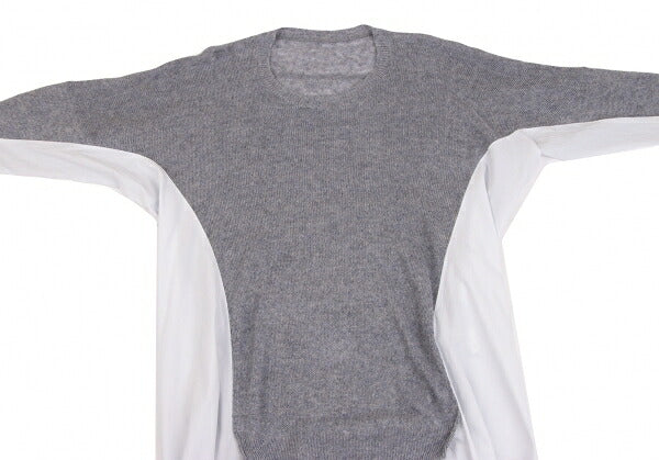 Y's Linen Blend Material Panel Long Sweater Gray Size 2