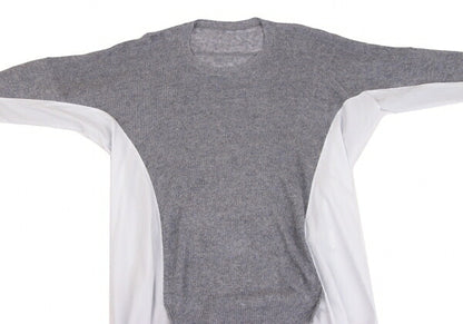 Y's Linen Blend Material Panel Long Sweater Gray Size 2