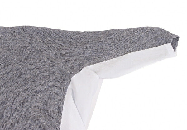Y's Linen Blend Material Panel Long Sweater Gray Size 2