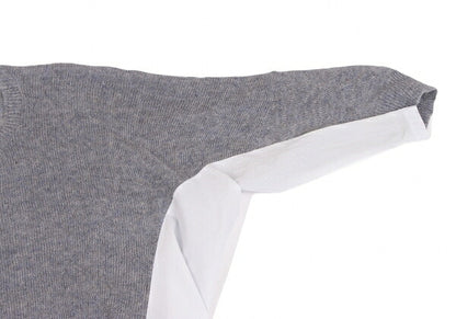 Y's Linen Blend Material Panel Long Sweater Gray Size 2