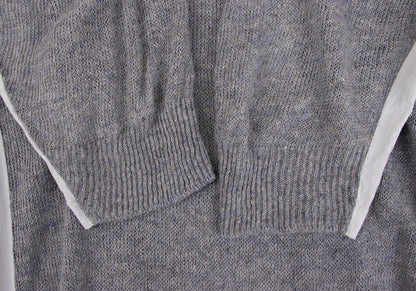 Y's Linen Blend Material Panel Long Sweater Gray Size 2