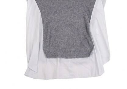 Y's Linen Blend Material Panel Long Sweater Gray Size 2