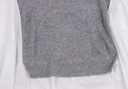 Y's Linen Blend Material Panel Long Sweater Gray Size 2