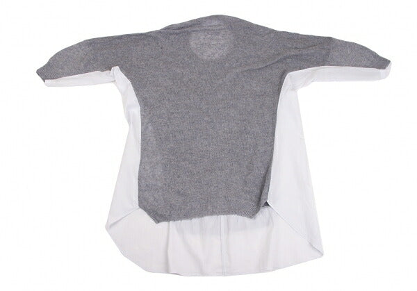 Y's Linen Blend Material Panel Long Sweater Gray Size 2