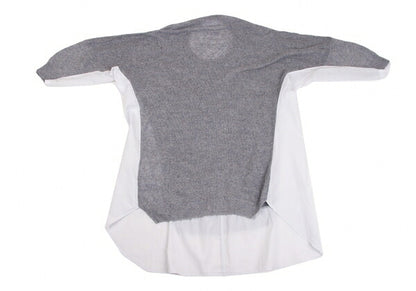 Y's Linen Blend Material Panel Long Sweater Gray Size 2