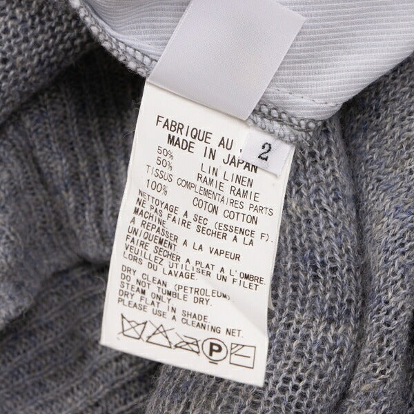 Y's Linen Blend Material Panel Long Sweater Gray Size 2