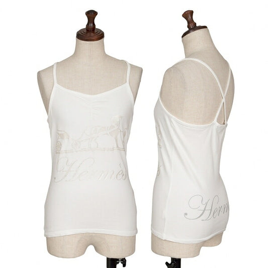 HERMES Cotton Logo Print Cross Strap Camisole Size S