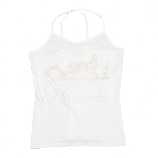 HERMES Cotton Logo Print Cross Strap Camisole Size S